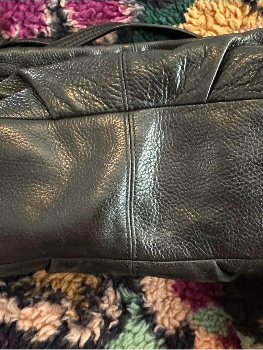 Coach Black Pebbled Leather Hobo with Silver Chain Accents